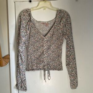 Wild Fable Floral Print Smocked Top